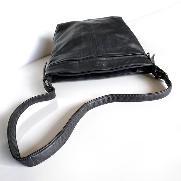 SAS Leather Bucket Handbag Shoulder Crossbody Adjustable Strap Black - Picture 9 of 16